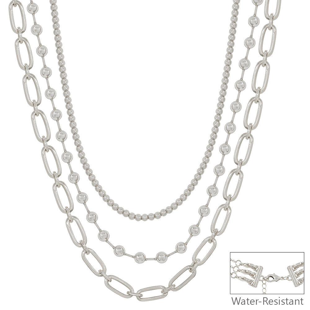 Silver Triple Layered 16"-18" Necklace