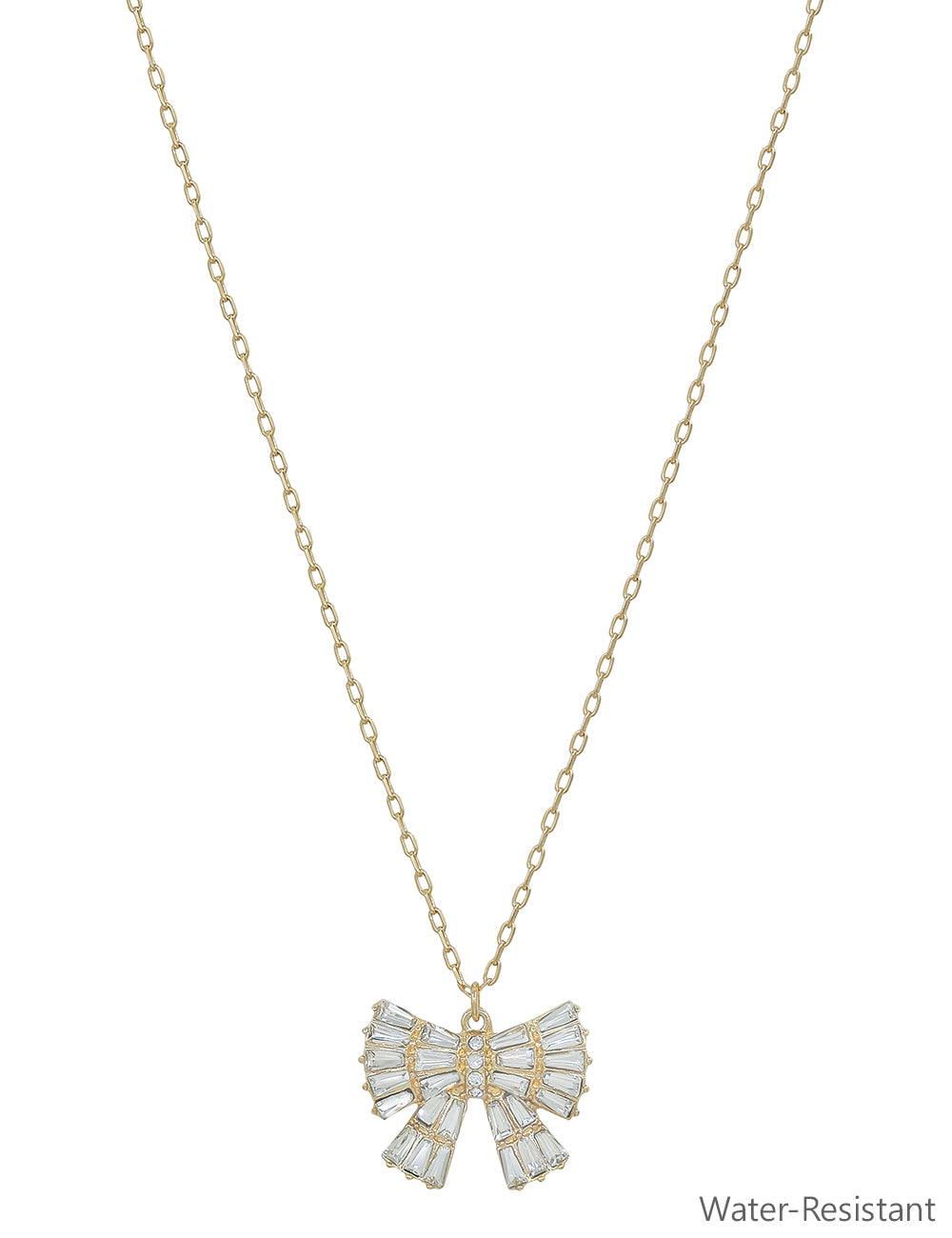 Gold Chain with Rhinestone Bow Charm 16"-18" Necklace