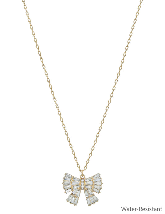 Gold Chain with Rhinestone Bow Charm 16"-18" Necklace