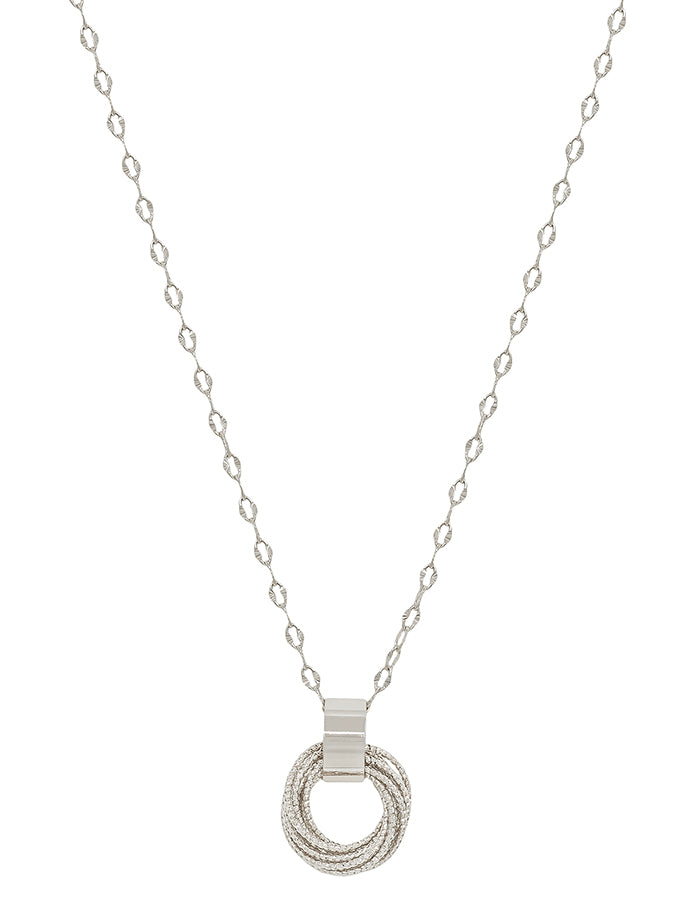 Silver Textured Chain with Layered Knot 16"-18" Necklace
