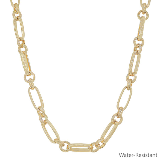 Gold Textured Open Chain 16"-18" Necklace