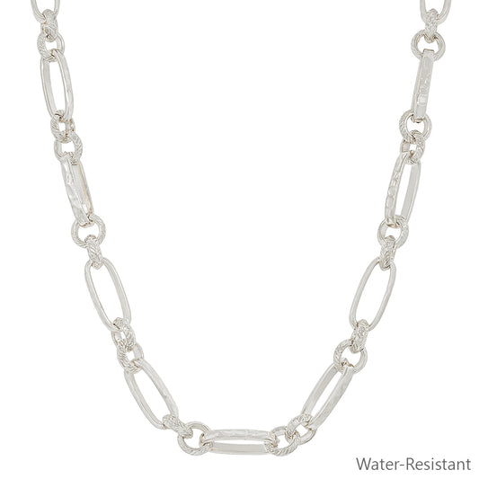 Silver Textured Open Chain 16"-18" Necklace