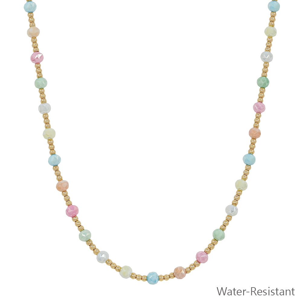 Water Resistant Gold and Multi Crystal Beaded 16"-18" Necklace