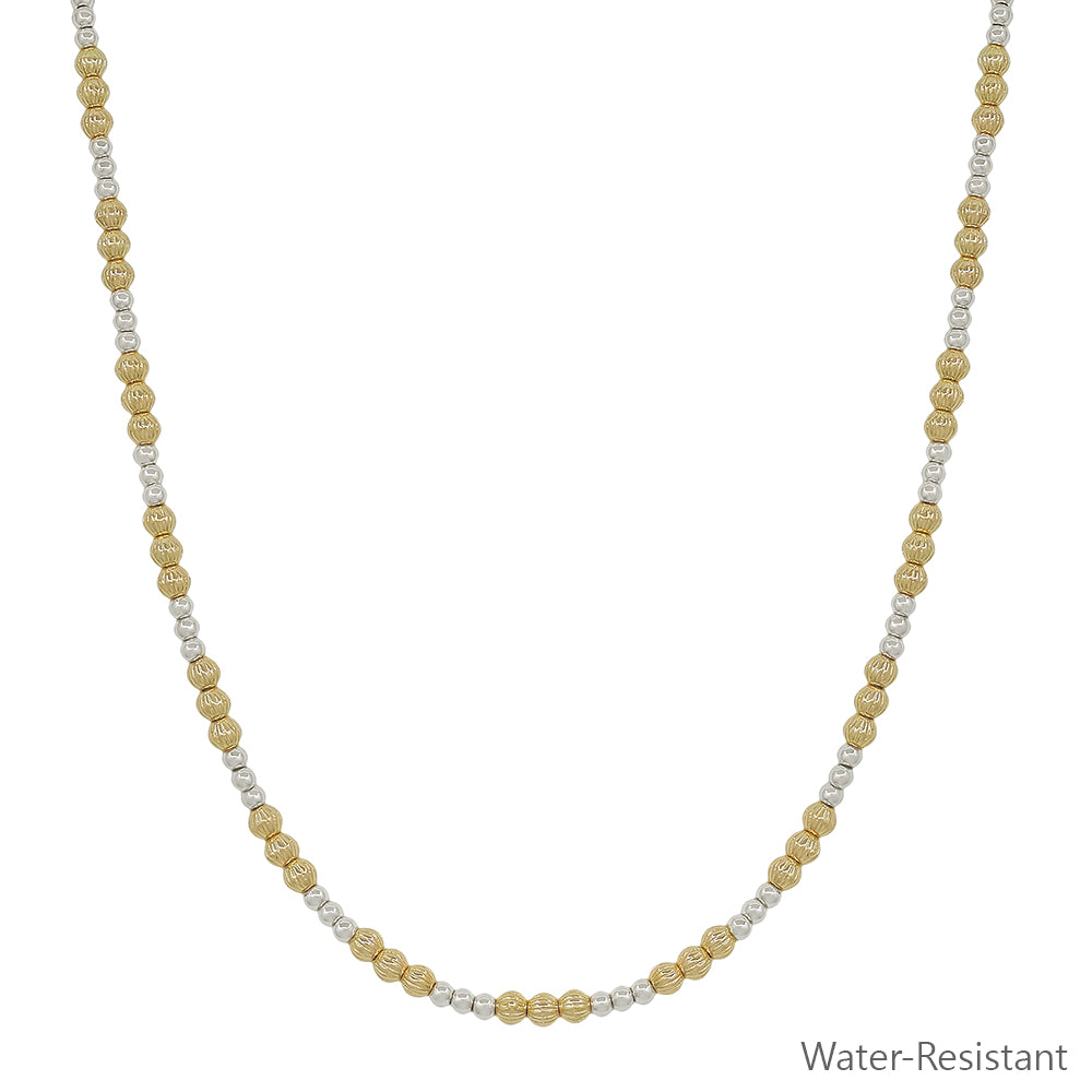 Water Resistant Gold and Silver 3mm and 4mm Beaded 16"-18" Necklace