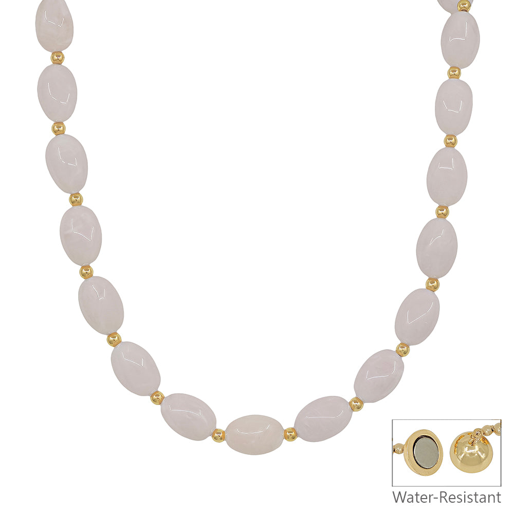 Water resistant Light Pink Oval Acrylic Beaded 17" Necklace
