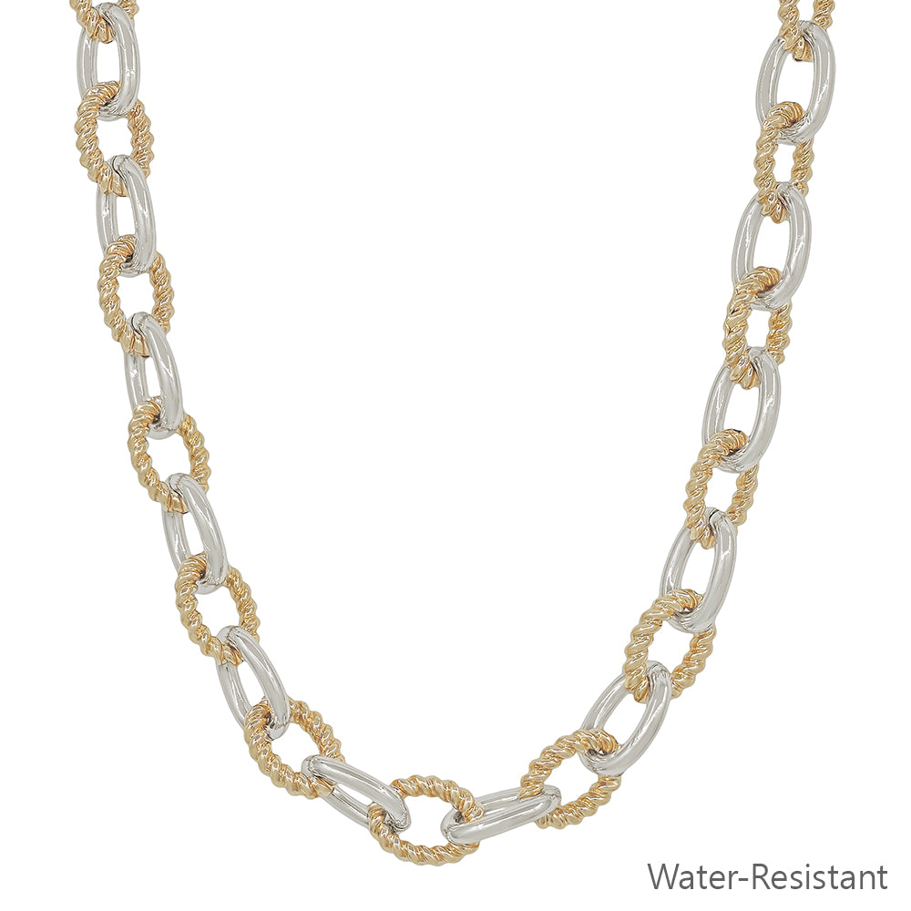 Water Resistant Gold and Silver Chunky Oval 16"-18" Chain Necklace