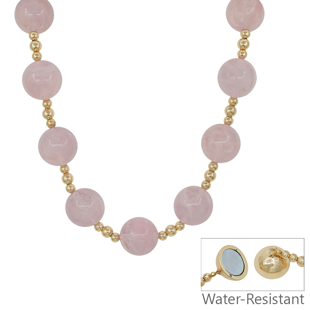 Water Resistant 20MM Large Pink Acrylic Beaded 18" Necklace