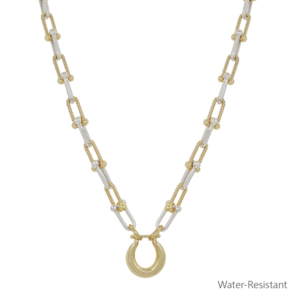 Water Resistant Gold and Silver Chunky Chain with Gold Pendant 16"-18" Necklace