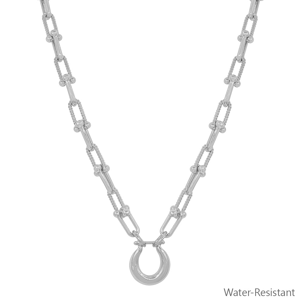 Water Resistant Silver Chunky Chain with Silver Pendant 16"-18" Necklace