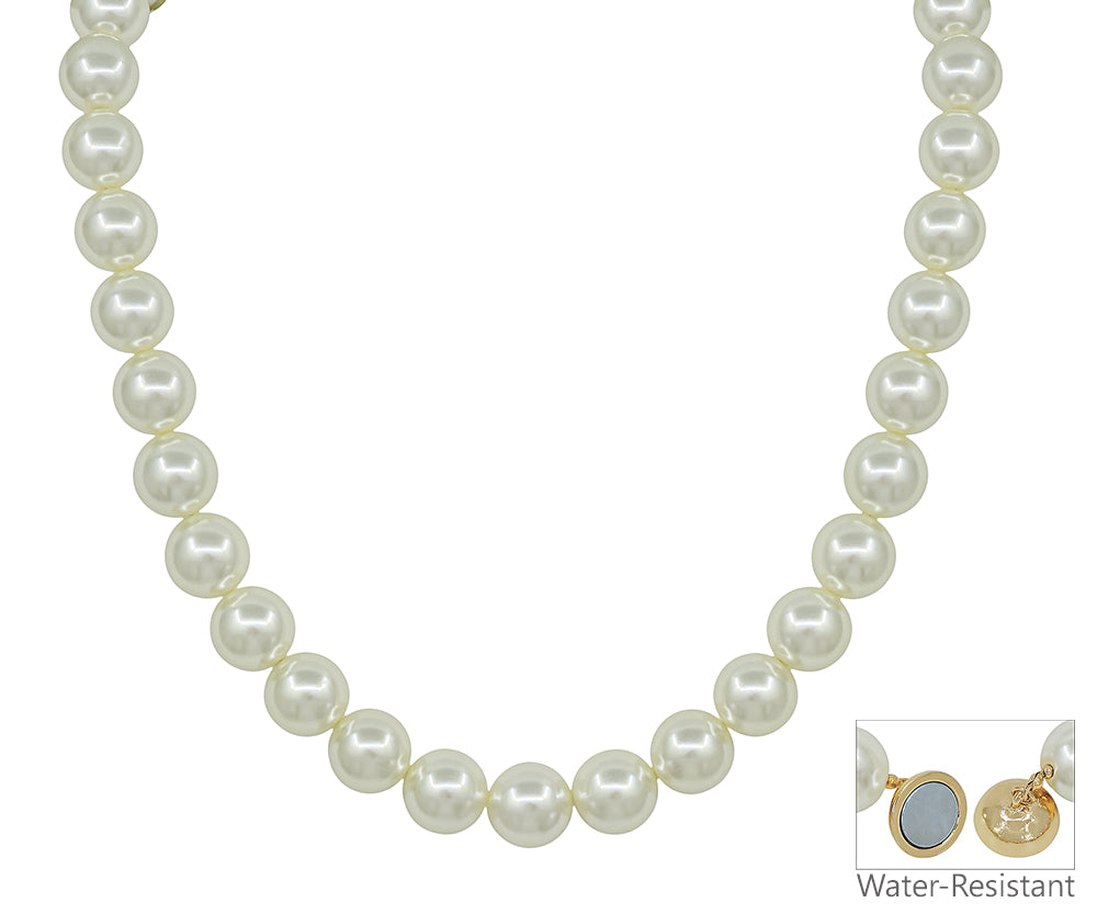 Water Resistant 12MM Pearl with Magnetic Closure 17" Necklace