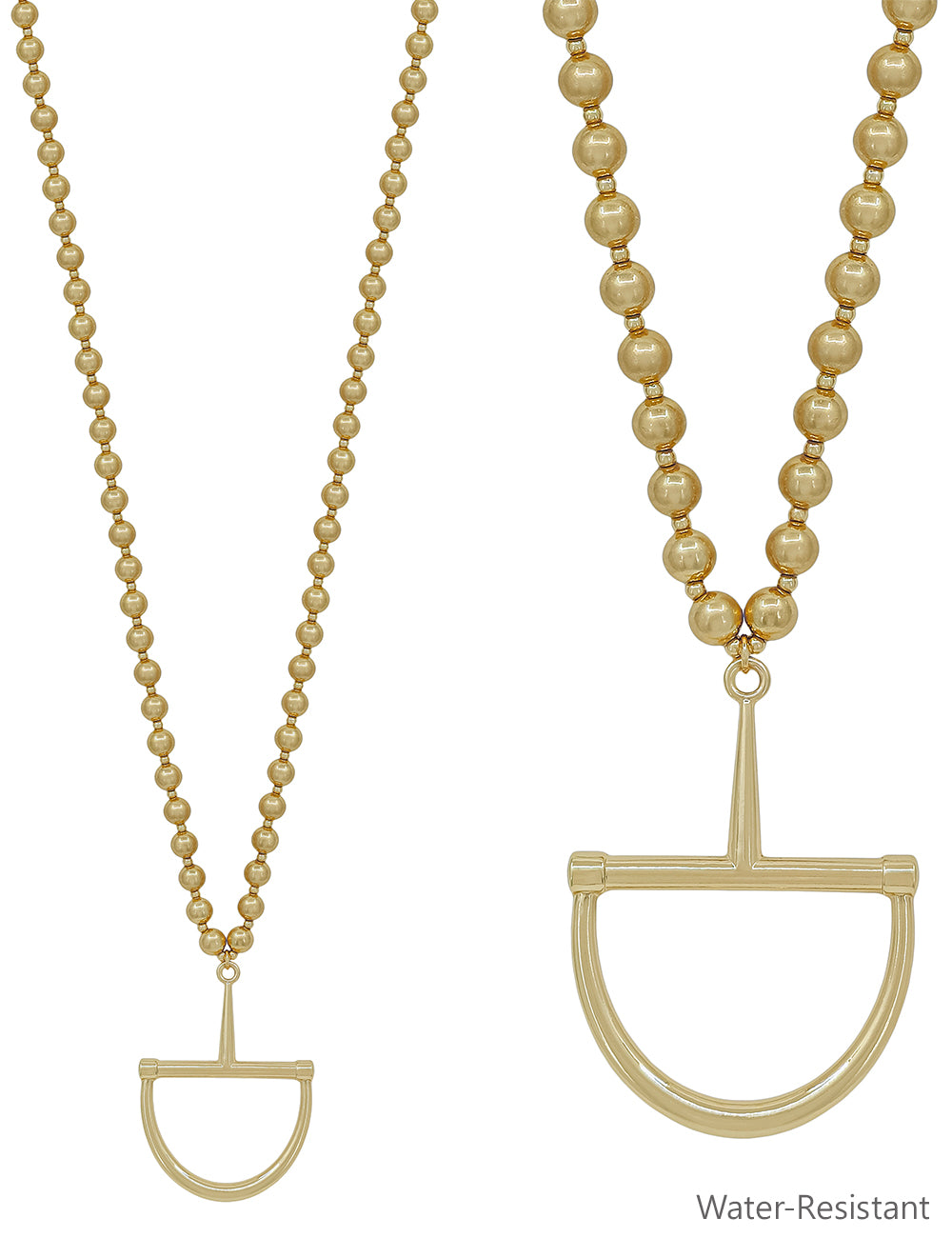 Water Resistant 8MM Matte Gold Beaded with Horse Bit 32" Necklace