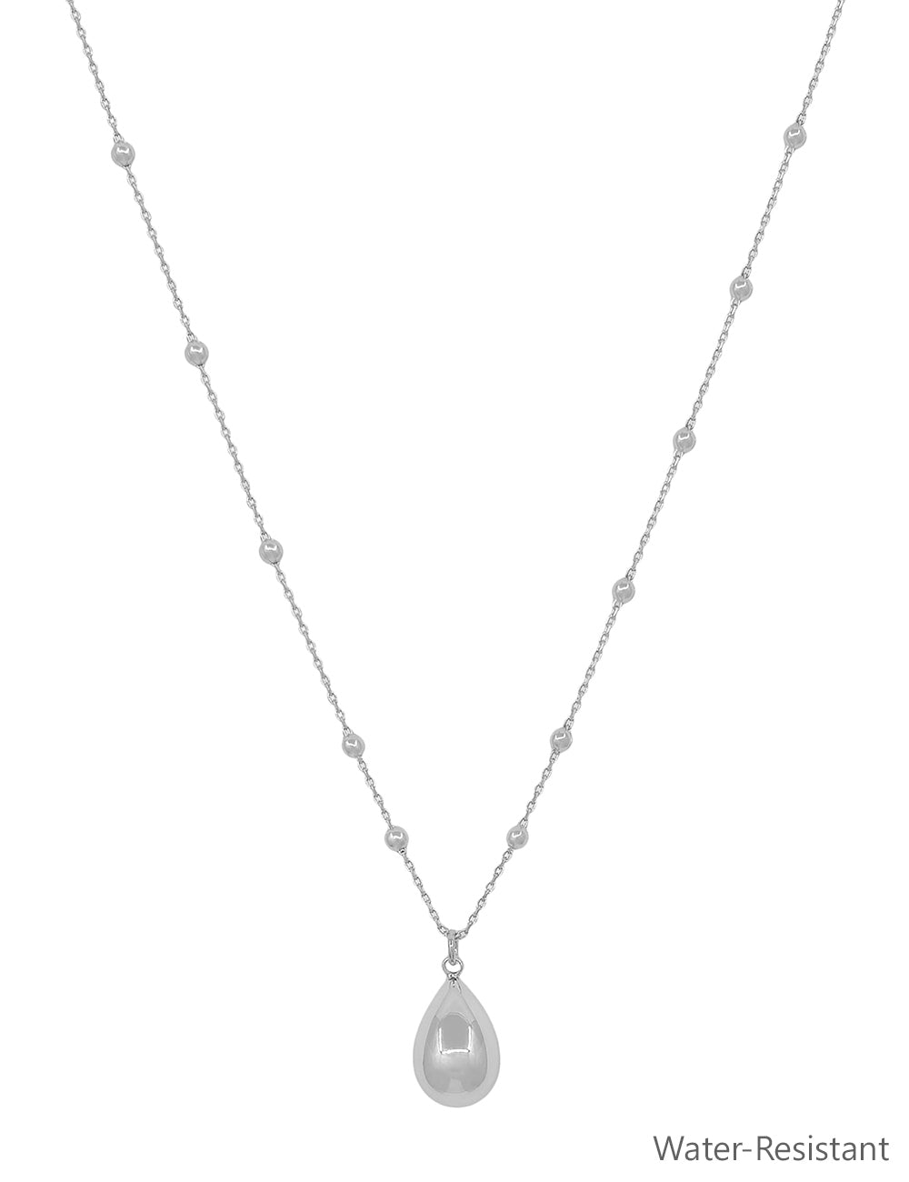 Water Resistant Silver 2MM Beaded with Thin Chain 16"-18" Necklace