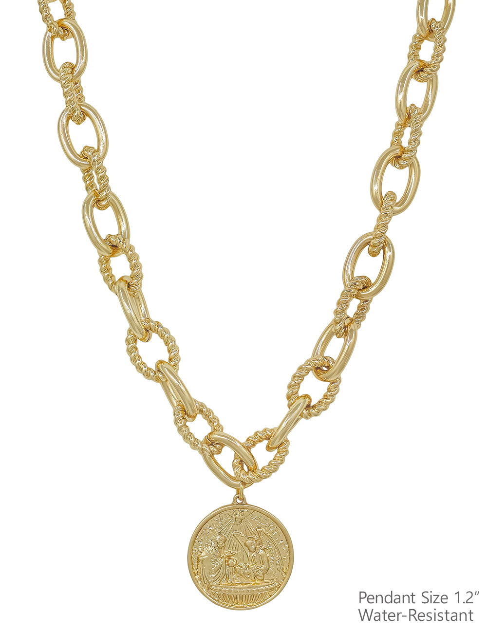 Water Resistant Chunky Chain Stamped Gold Chain 16"-18" Necklace