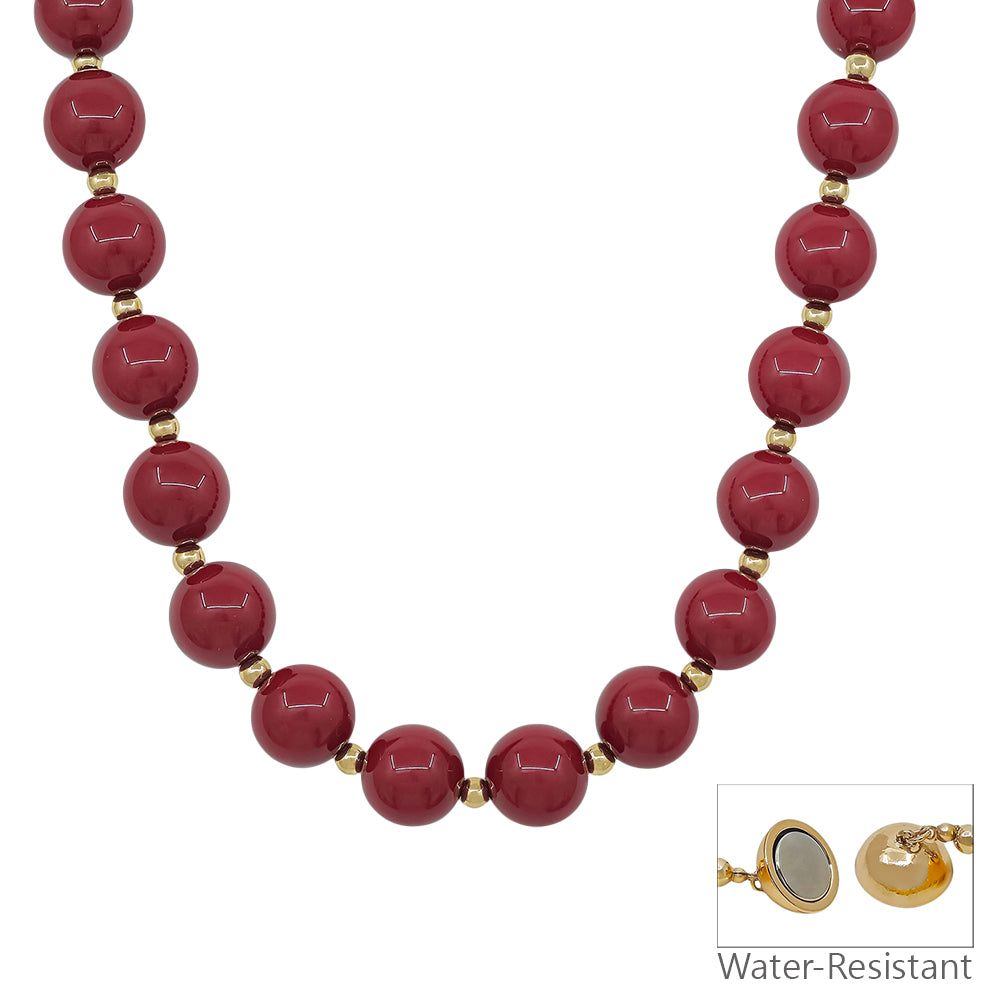 Water Resistant 16MM Maroon Beaded Necklace