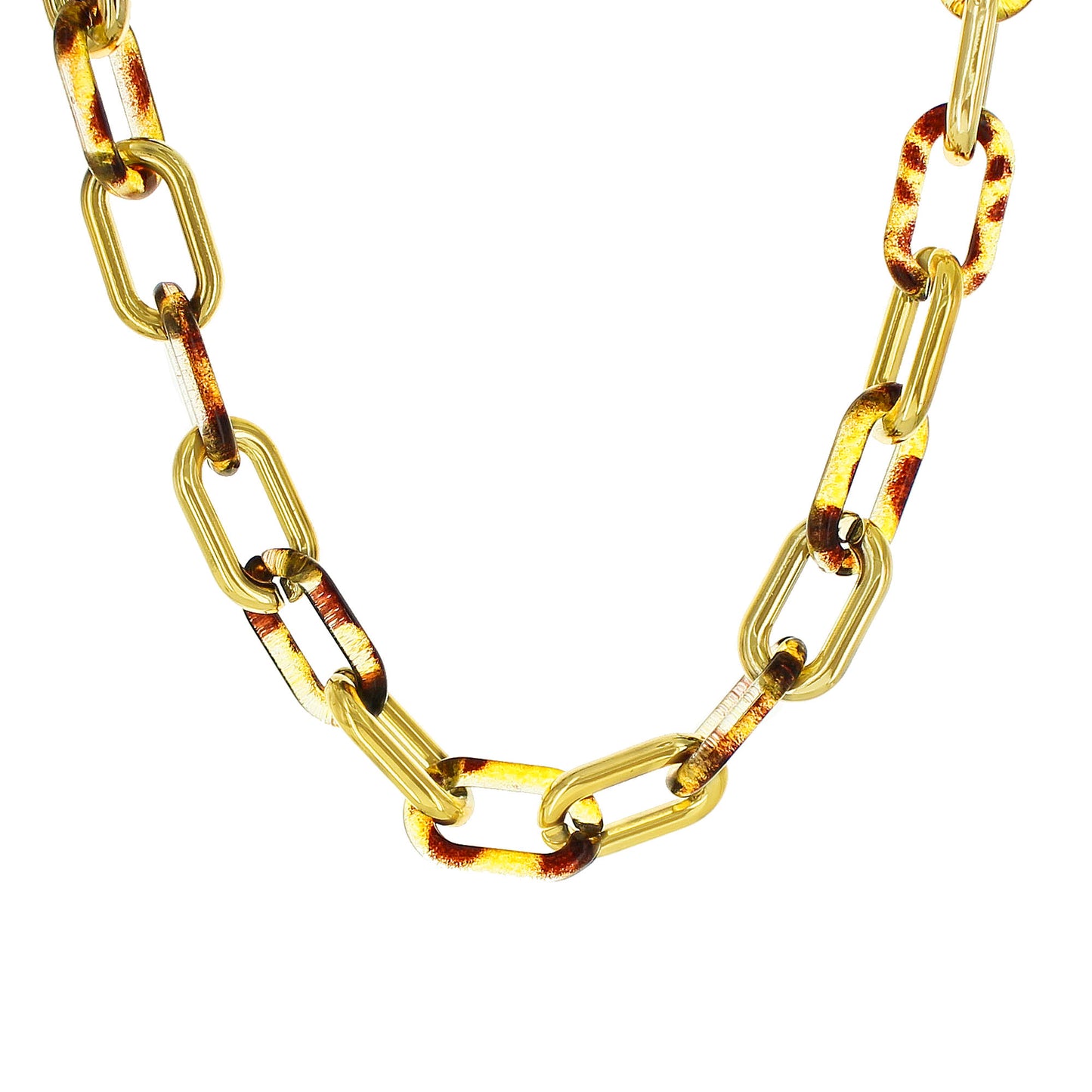 Cheetah Print Acrylic Link 16"-18" Necklace