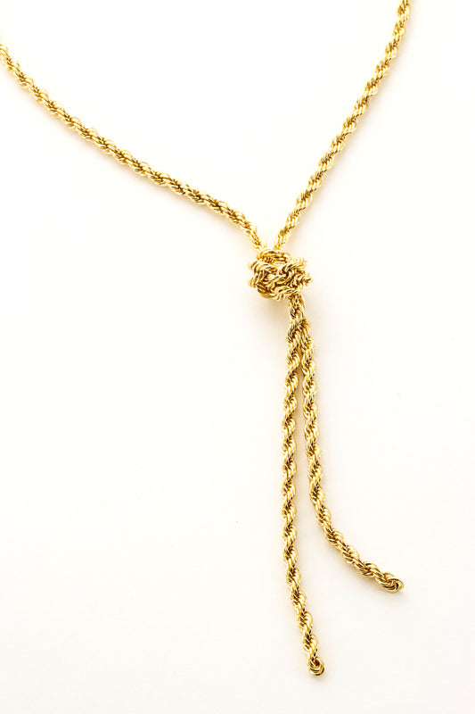 Gold Twisted Rope Knotted Y 16"-18" Necklace