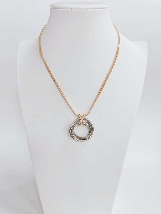 Gold Chain with Silver Circle 16"-18" Necklace