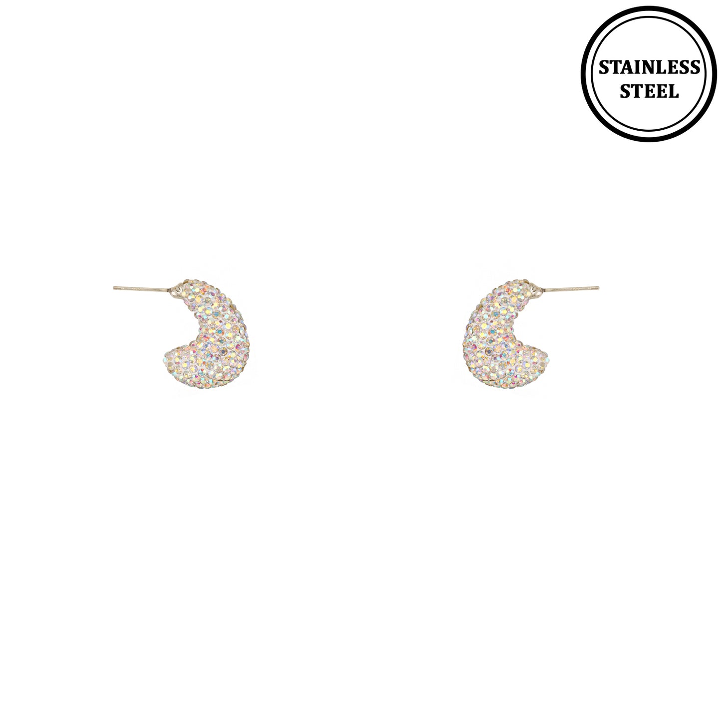 Silver AB Stone Pave Rhinestone Teardrop with Sterling Silver Post 1.25" Earring,  Hypo Allergenic (Copy)