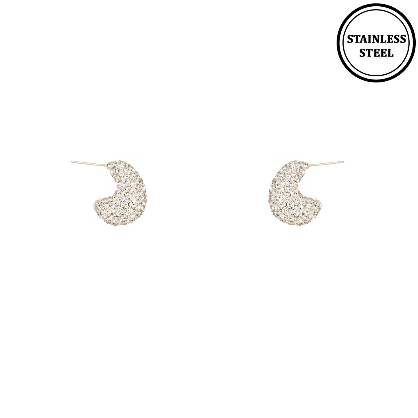 Silver Pave Rhinestone Teardrop with Sterling Silver Post 1.25" Earring,  Hypo Allergenic