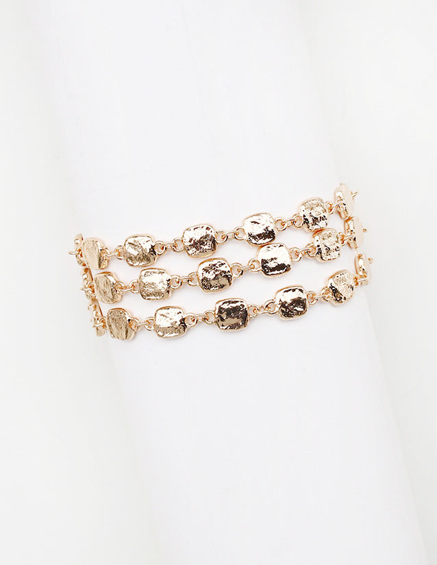 Three Layered Square Beaded Toggle Bracelet