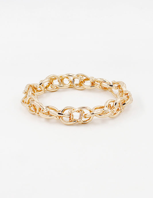 Gold Layered Chain Horse Bit Stretch Bracelet
