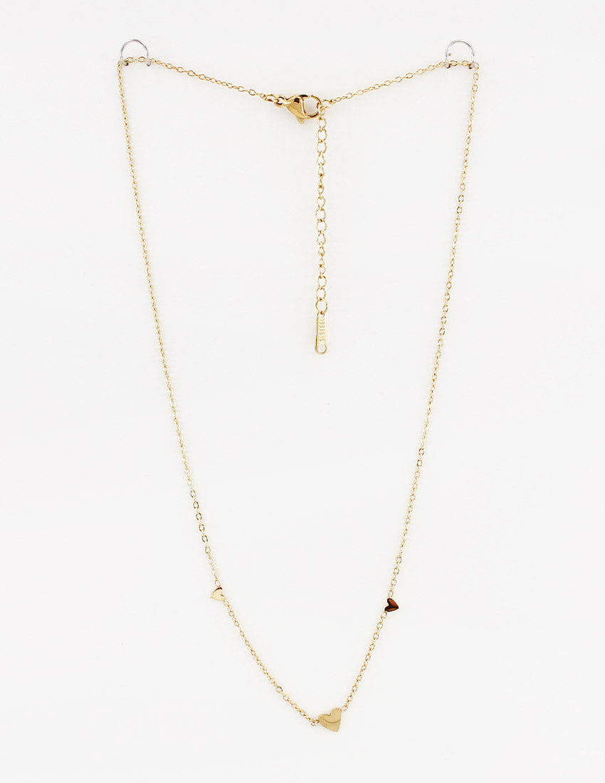 Gold Small Triple Heart on 16"-18" Chain