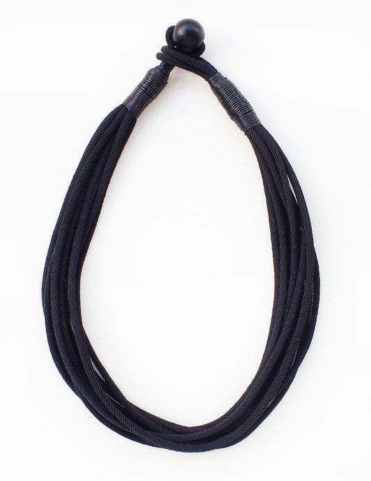 Black Rope Textured Multi Strand 16"-18" Necklace