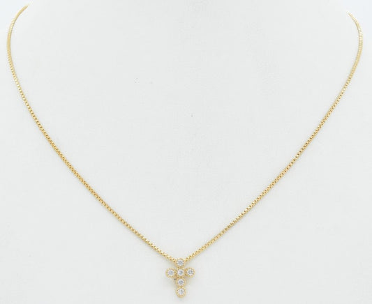 Gold Chain with Rhinestoned Cross 16"-19" Necklace