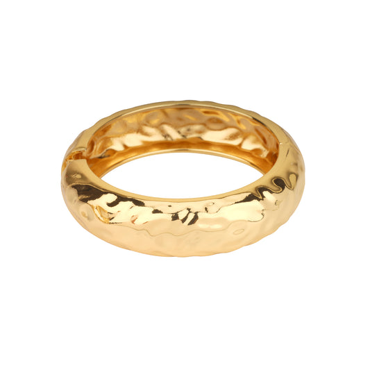Hammered Gold Hinged Bangle Bracelet