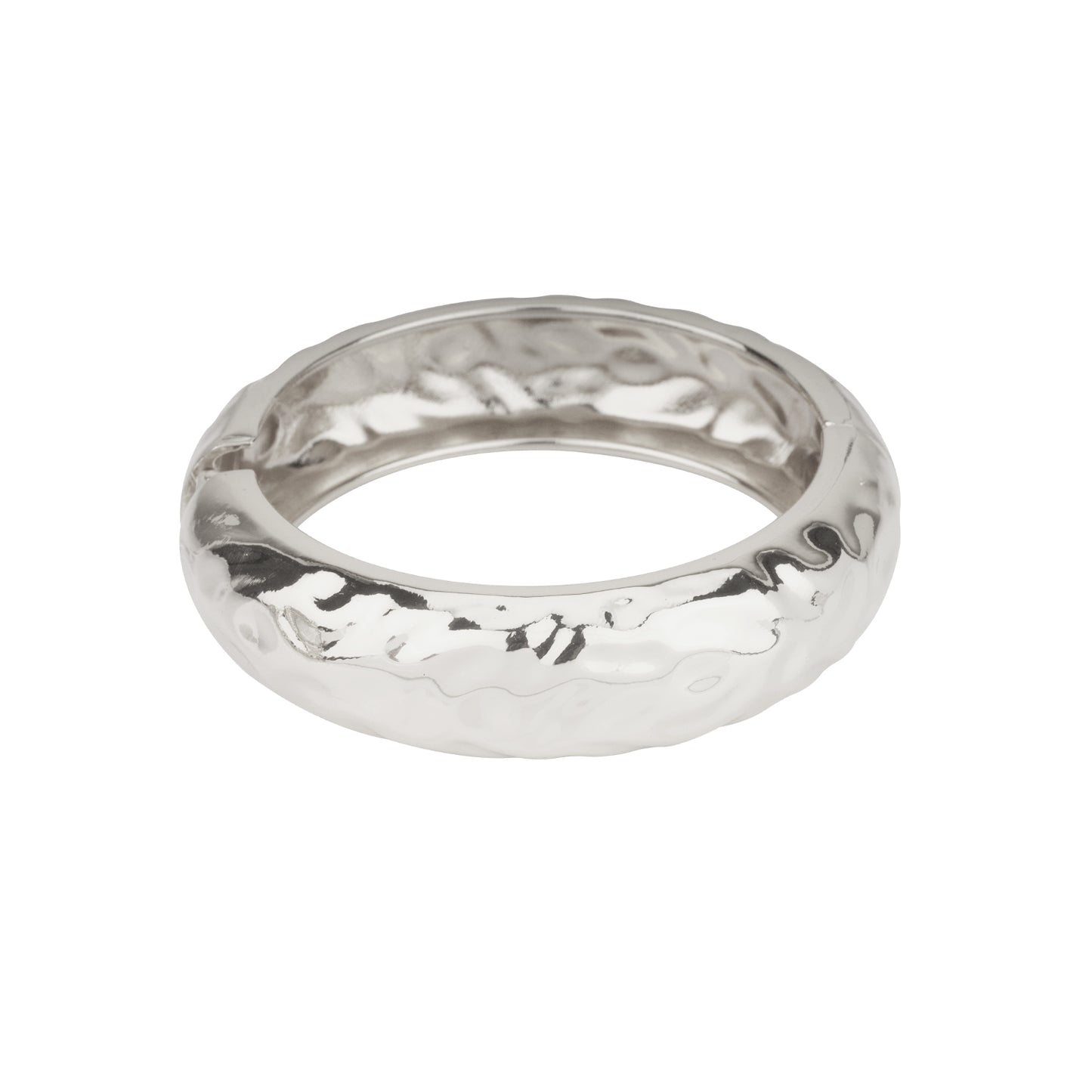 Hammered Silver Hinged Bangle Bracelet