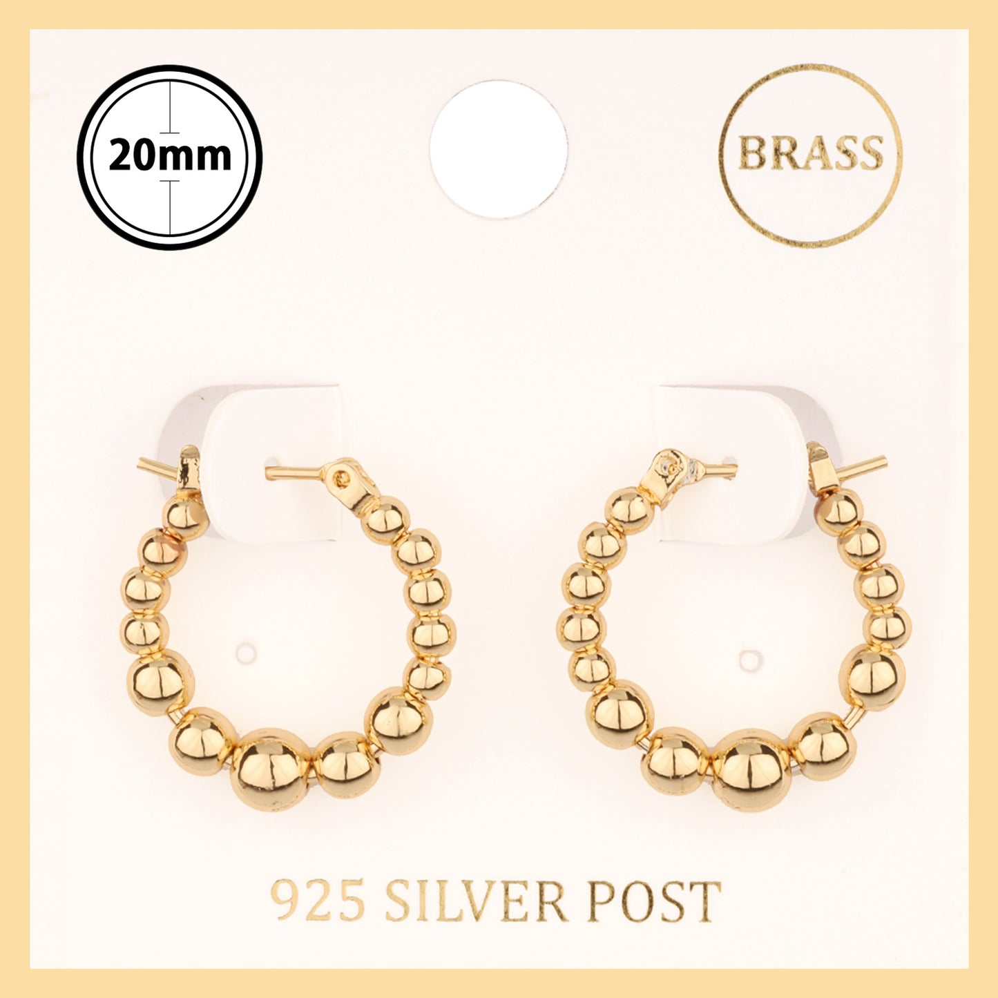 Gold Graduated Beaded .75" Hoop Earring with Stearling Silver Post