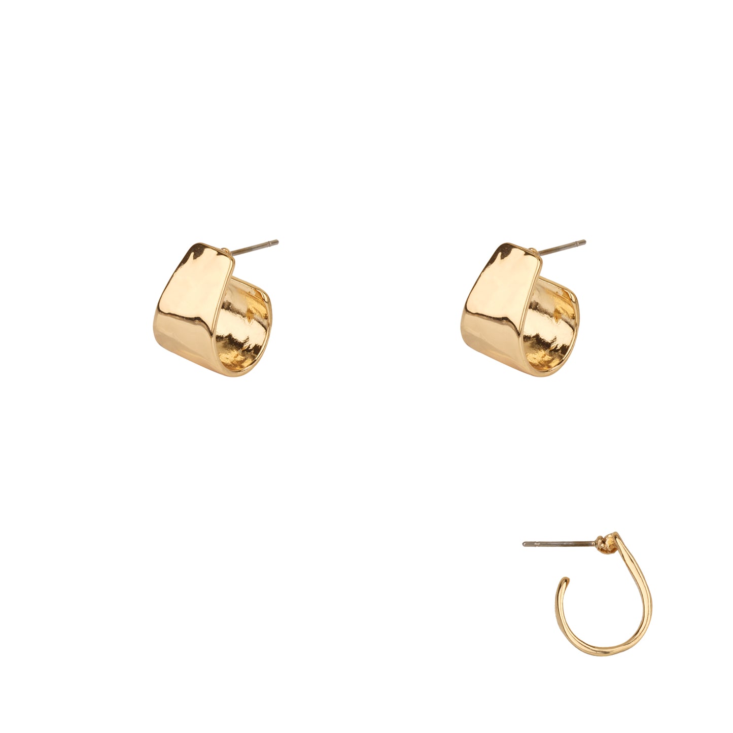 Gold Wide Curved .5" Hoop Earring