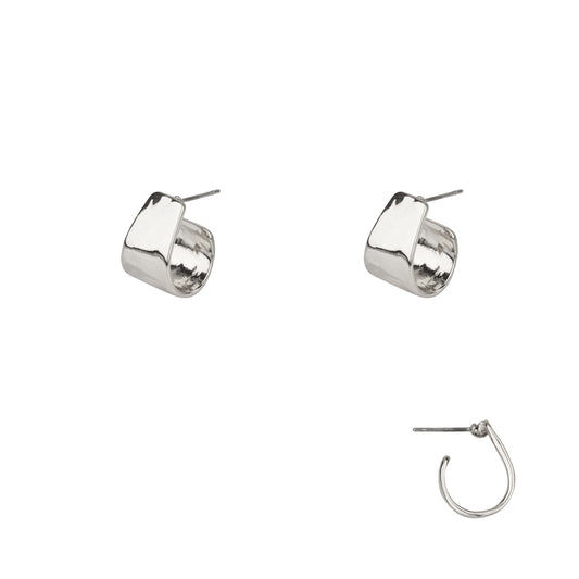 Silver Wide Curved .5" Hoop Earring