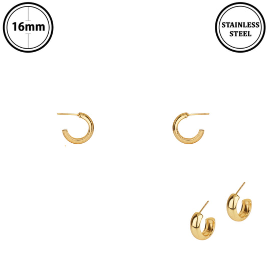 Stainless Steel Waterproof .5" Huggie Hoop Earring