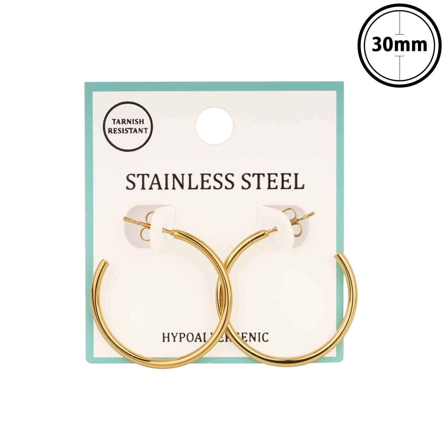 Stainless Steel Waterproof 1" Thin Hoop Earring