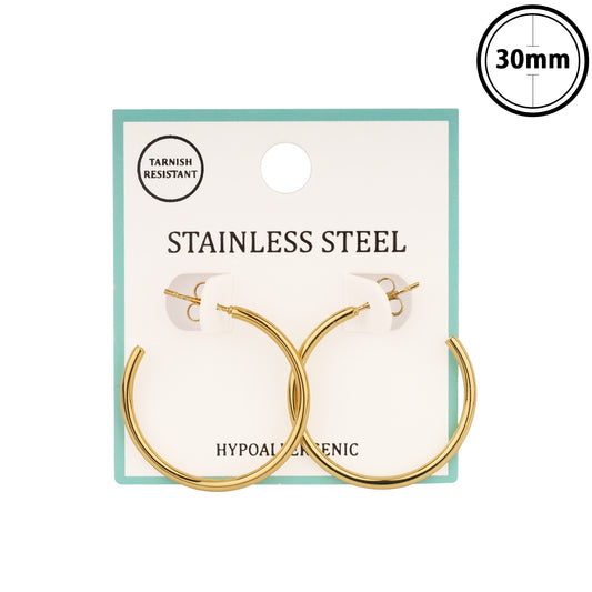 Stainless Steel Waterproof 1" Thin Hoop Earring