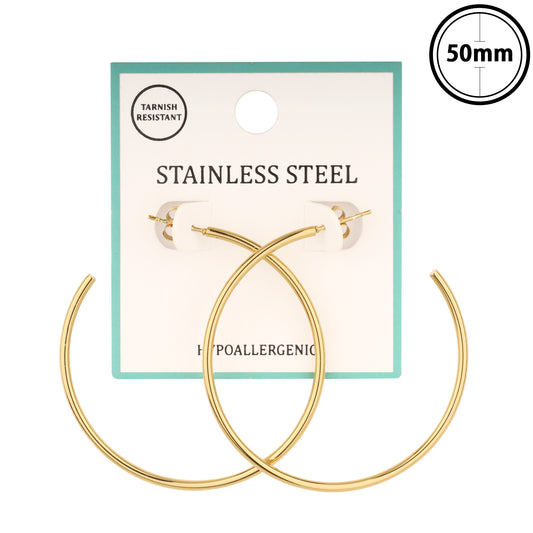 Stainless Steel Waterproof 1.5" Thin Hoop Earring