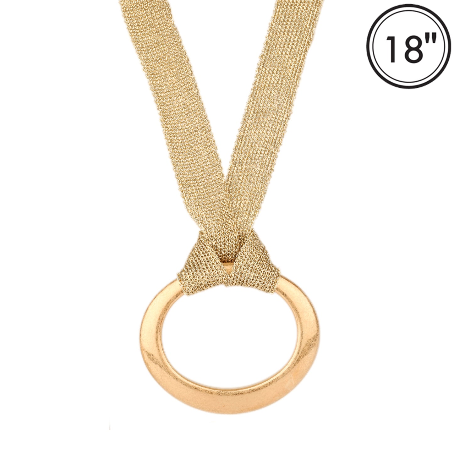 Gold Stretch Strap with 3.5" Open Oval Charm. Very Large 18" Necklace