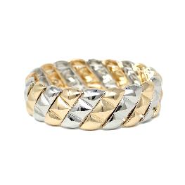 Gold and Silver Diamond Cut Linked Stretch Bracelet