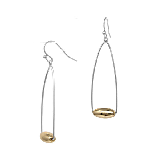 Thin Silver Wire 1.5" Earring with Gold Accent
