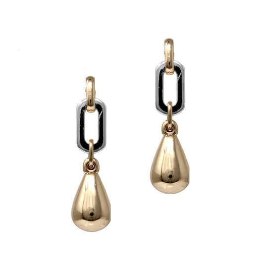 Silver Open with Gold Teardrop 1.5" Earring