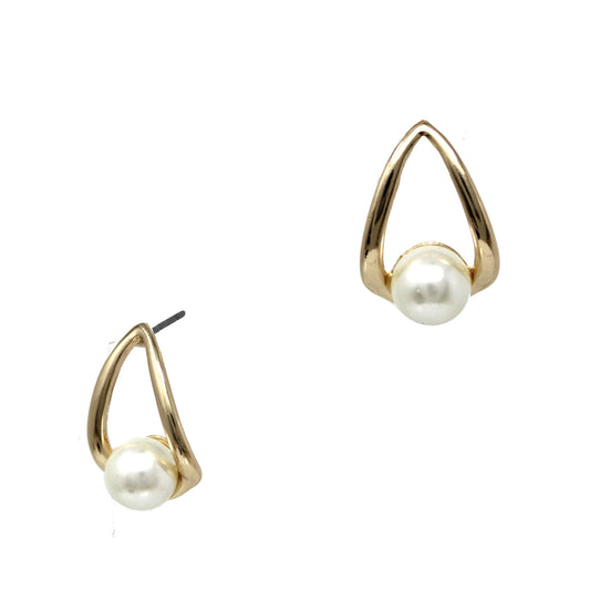 Gold Open Circle with Pearl Accents .75" Earring