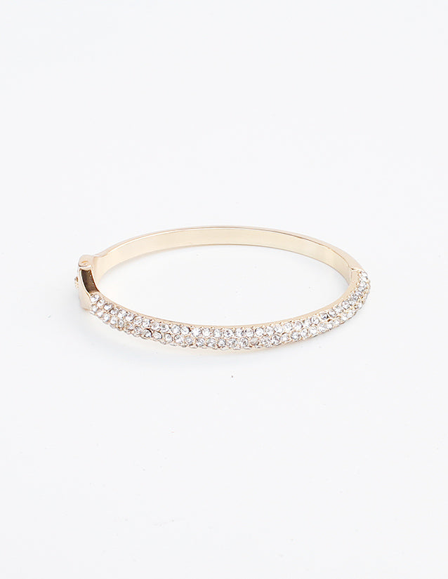 Rhinestone Gold Hinged Bangle