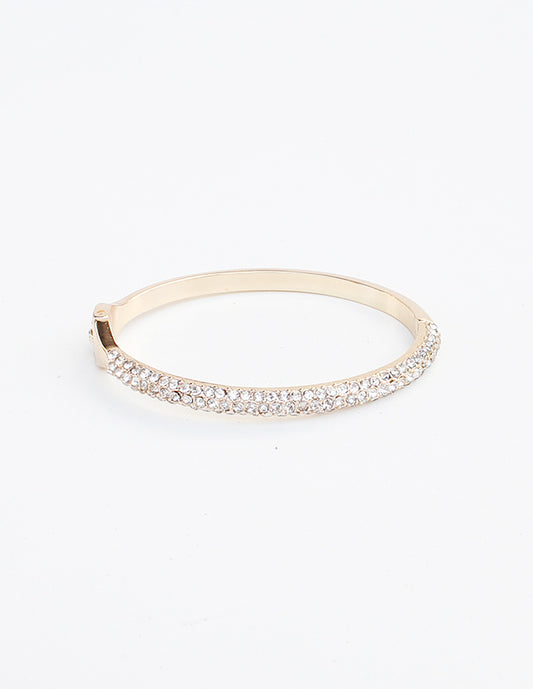 Rhinestone Gold Hinged Bangle