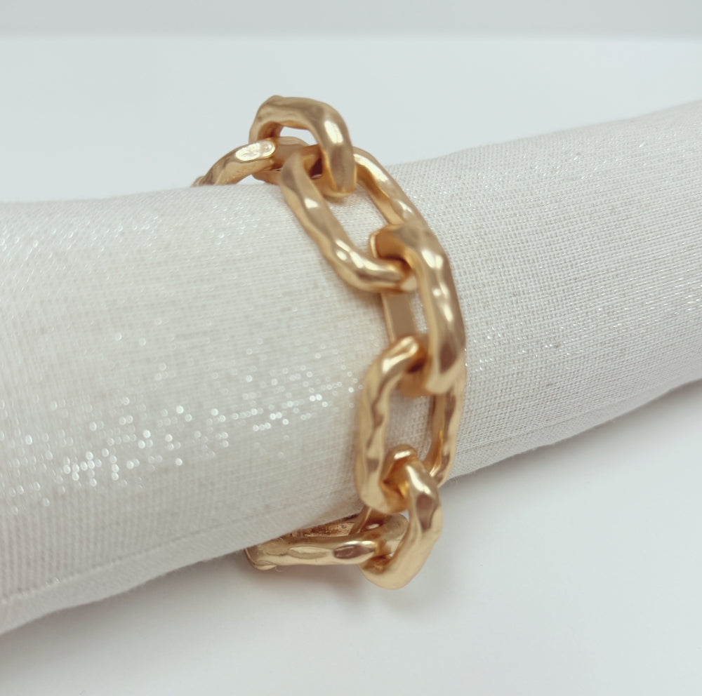 Hammered Gold Open Chain Stretch Bracelet