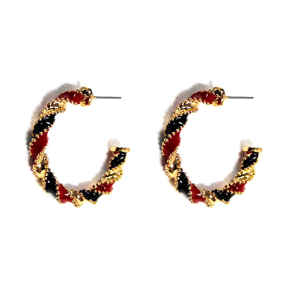 Red and Black Color Coated Wrapped 1.5" Hoop Earring (Copy)