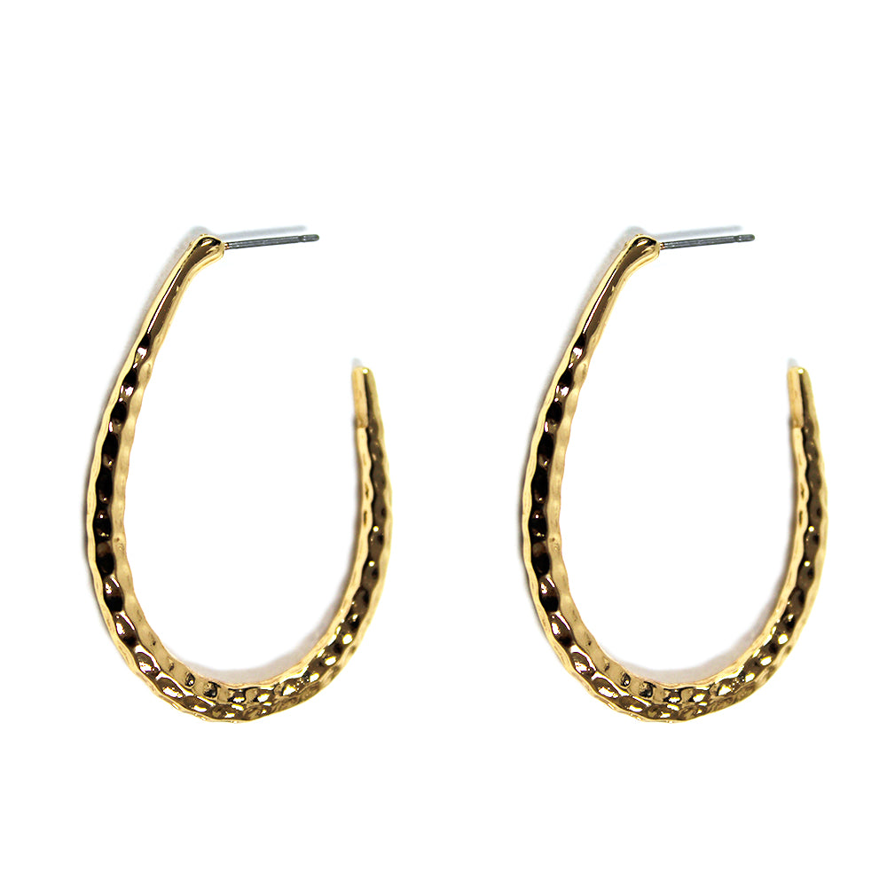 Hammered Gold Teardrop 1.75" Earring