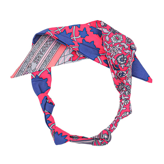 Hot Pink and Blue Knotted Scarf Necklace, Perfect for adding charms too!
