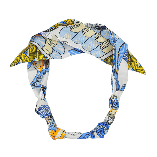 White and Blue Knotted Scarf Necklace, Perfect for adding charms to!