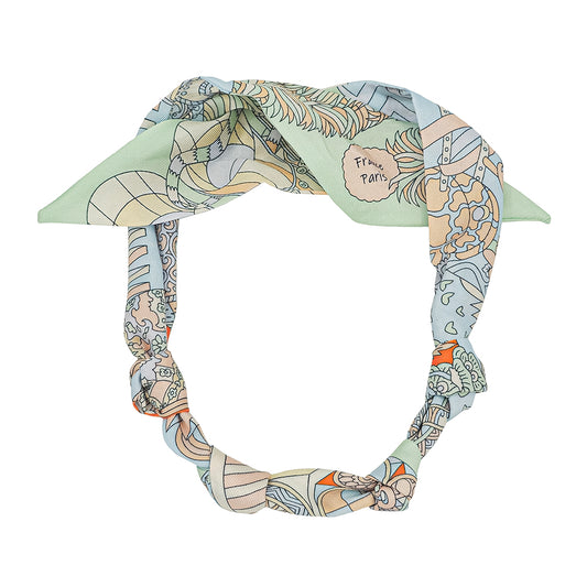 Mint and Cream Knotted Scarf Necklace, Perfect for adding charms to!